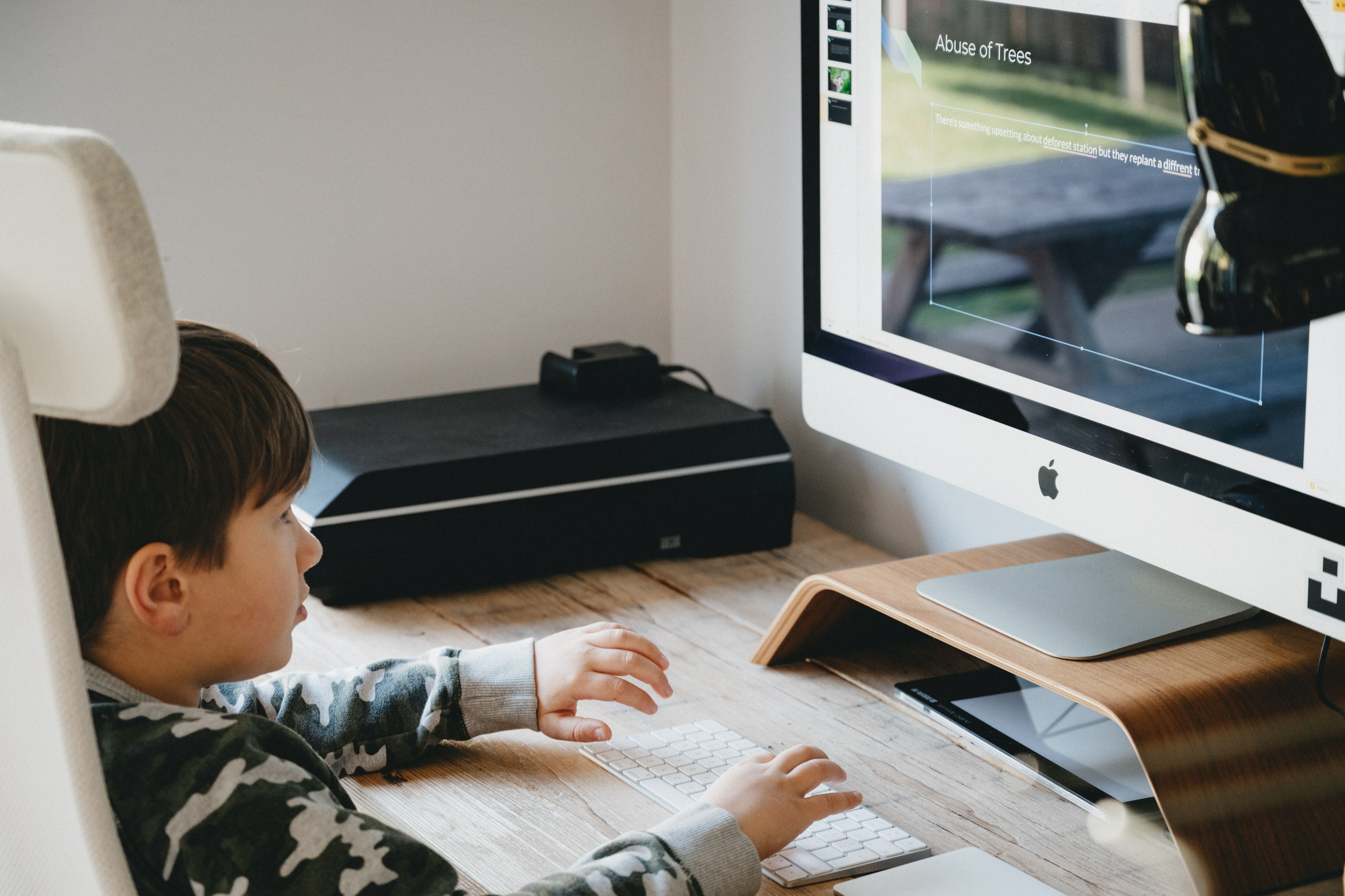 A child using a desktop