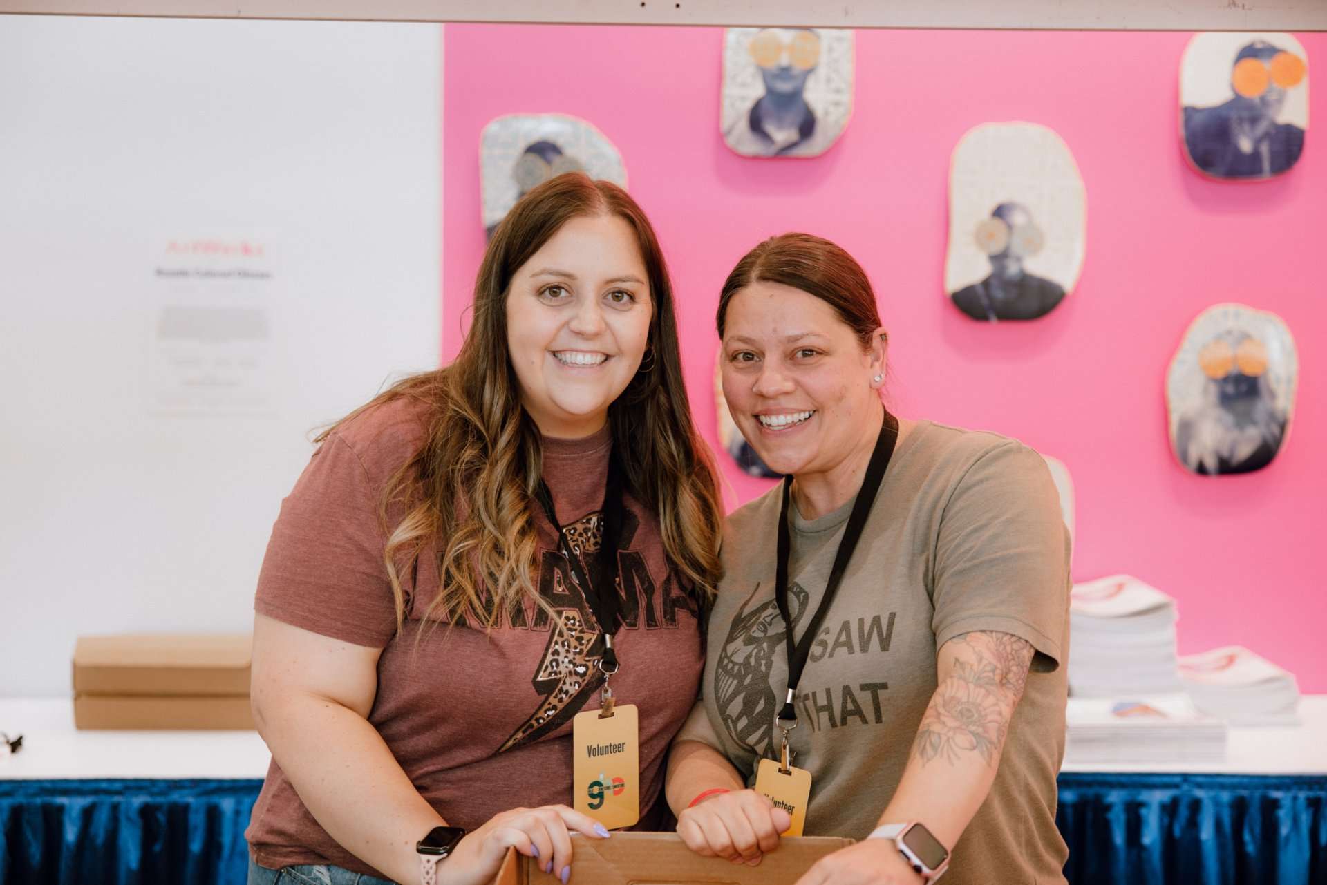 women smiling volunteers