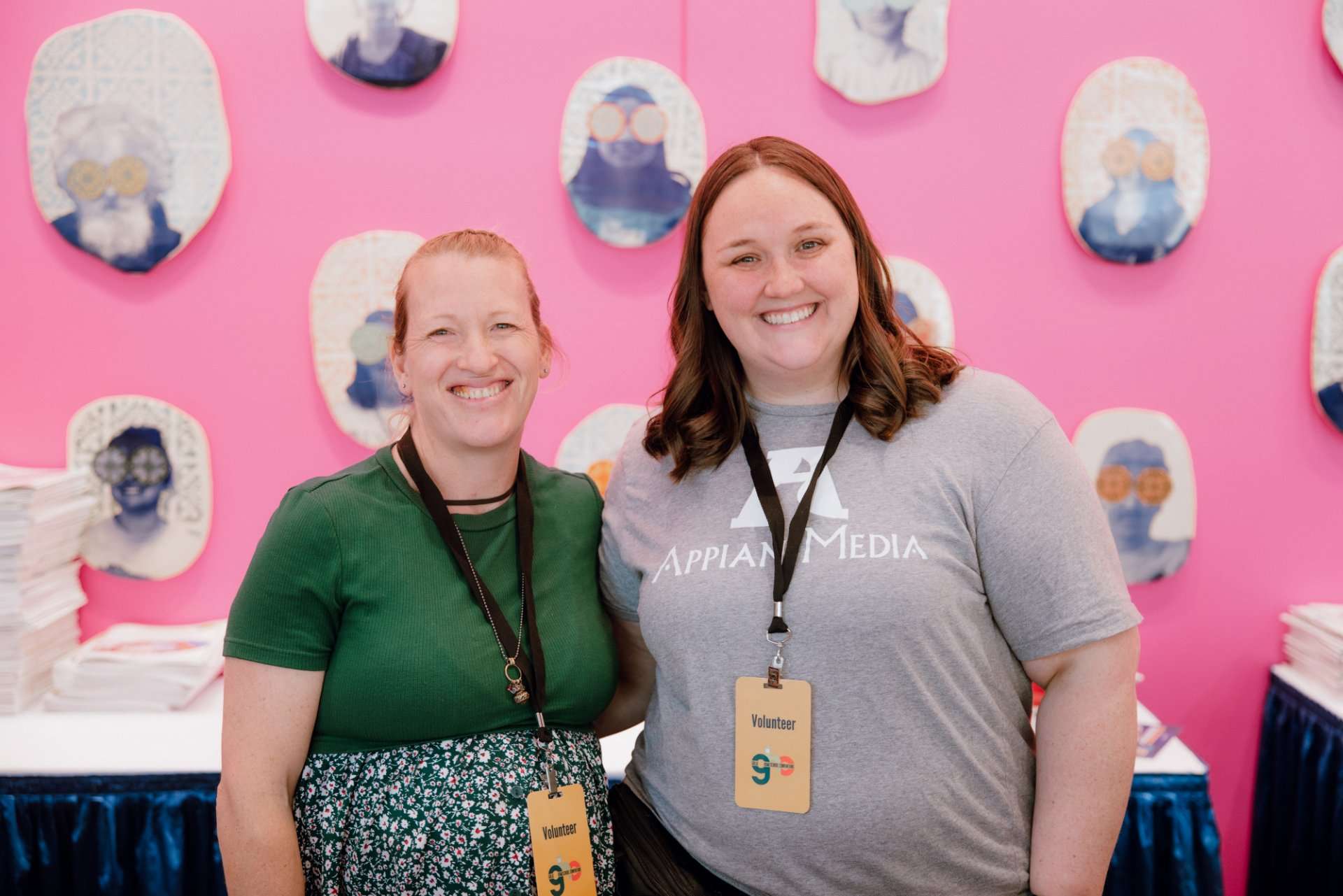 women smiling volunteers