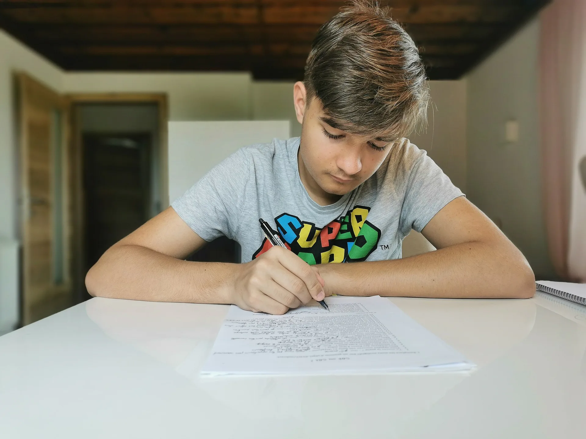 Boy writing