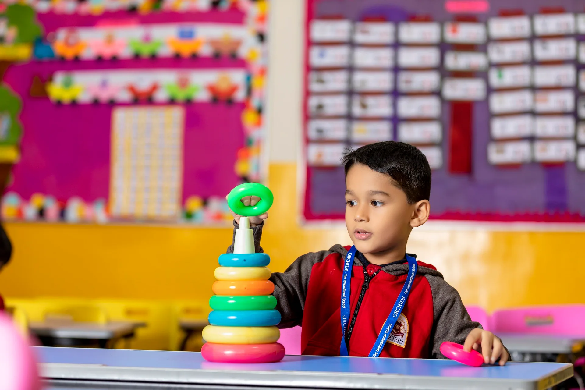 A boy in a classroom