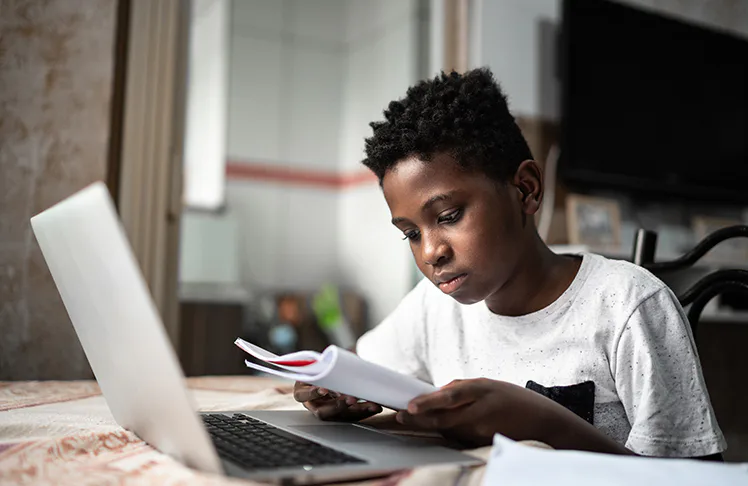 Child reading a book