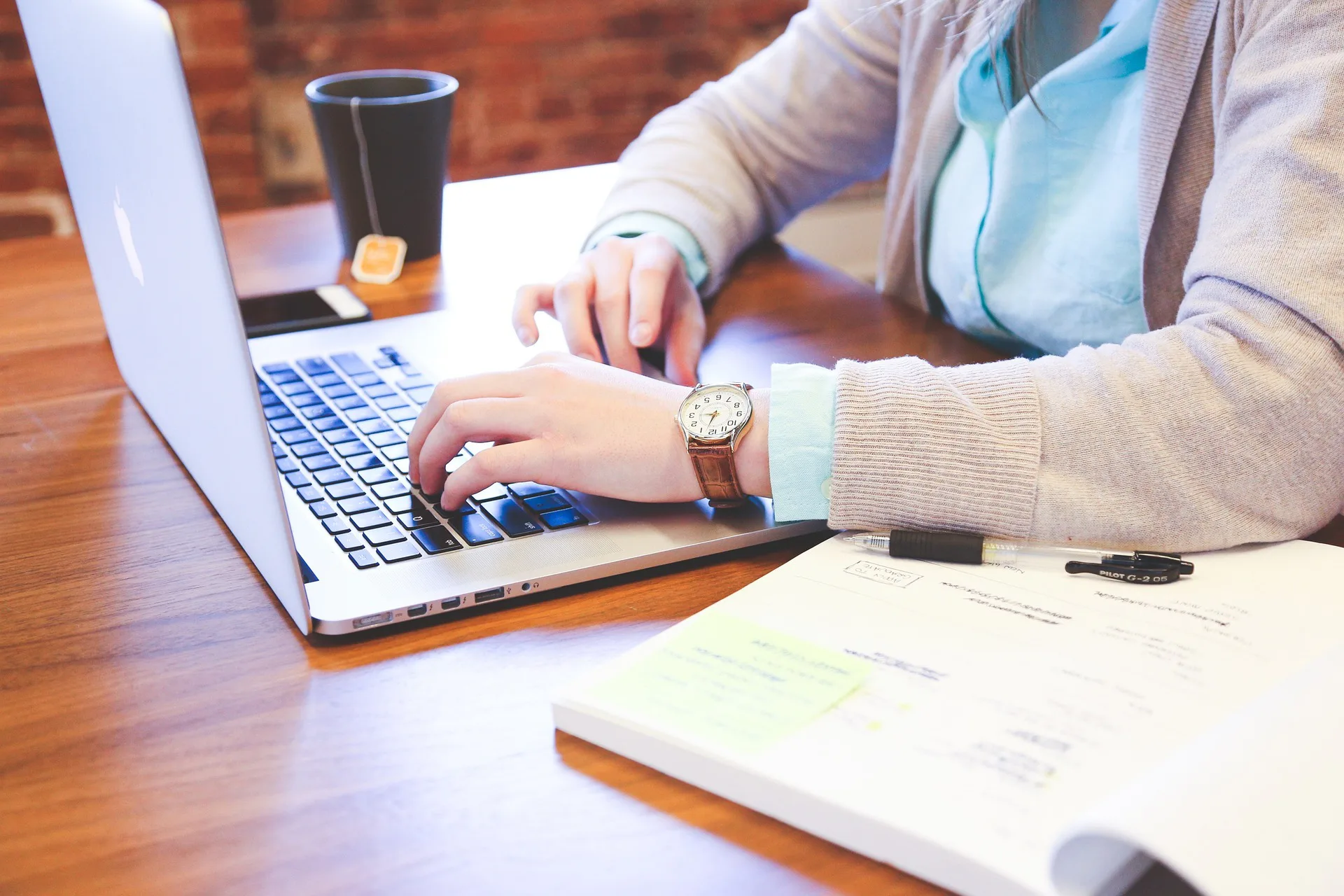 A woman using a laptop