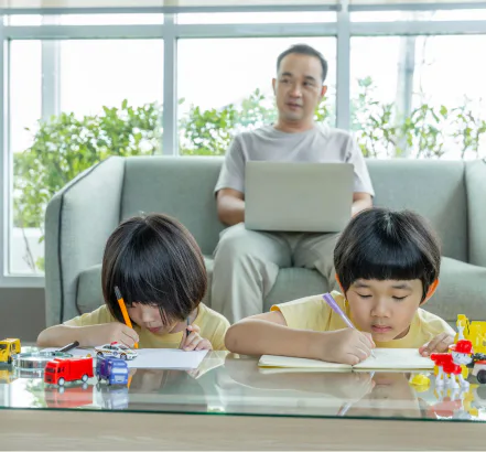 A child behind a desk