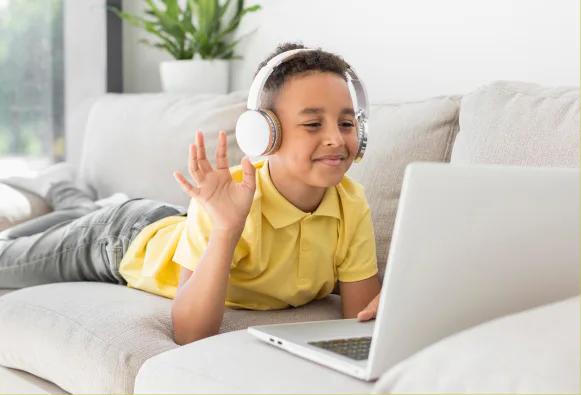 A child behind a desk