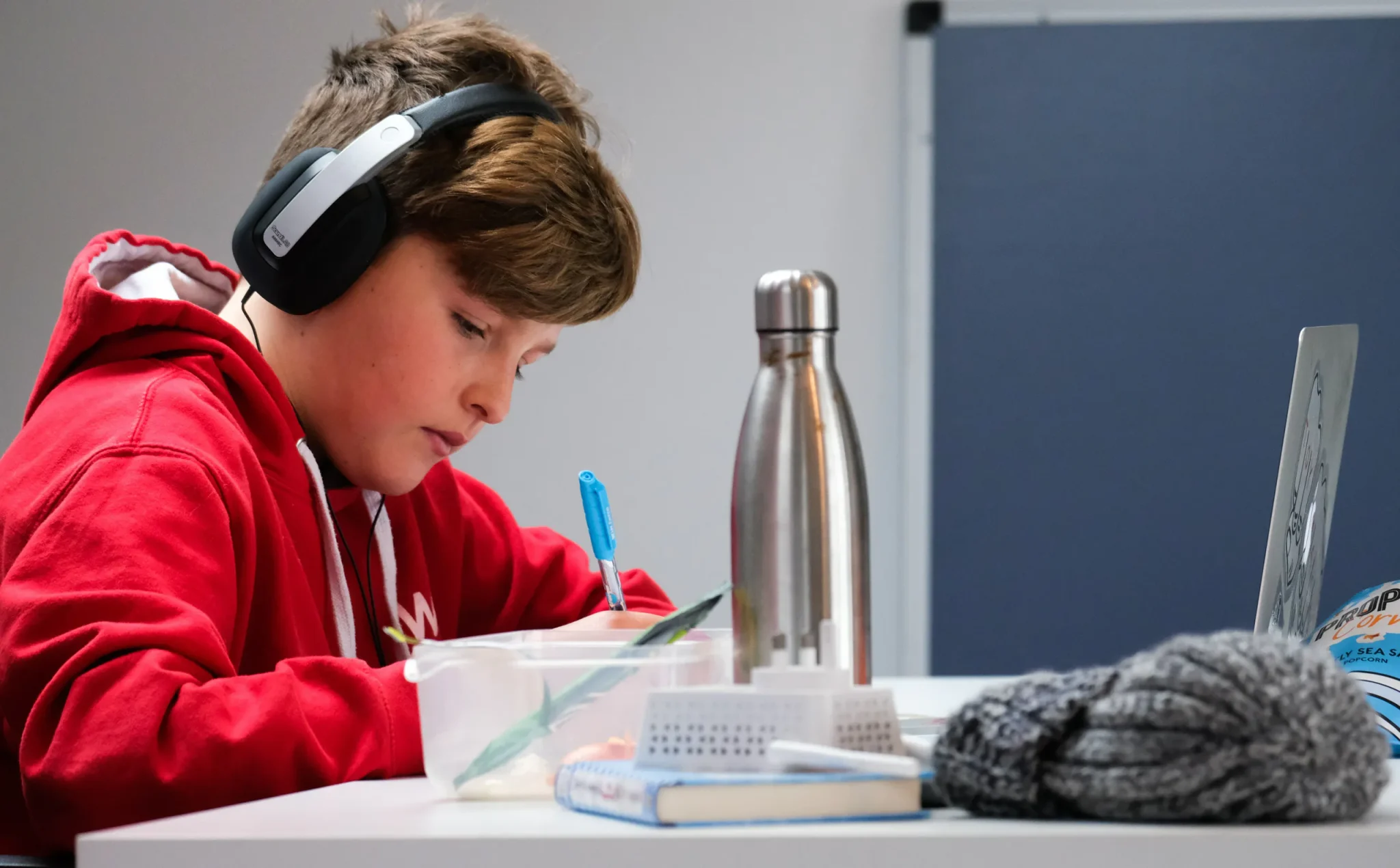 Child with headset