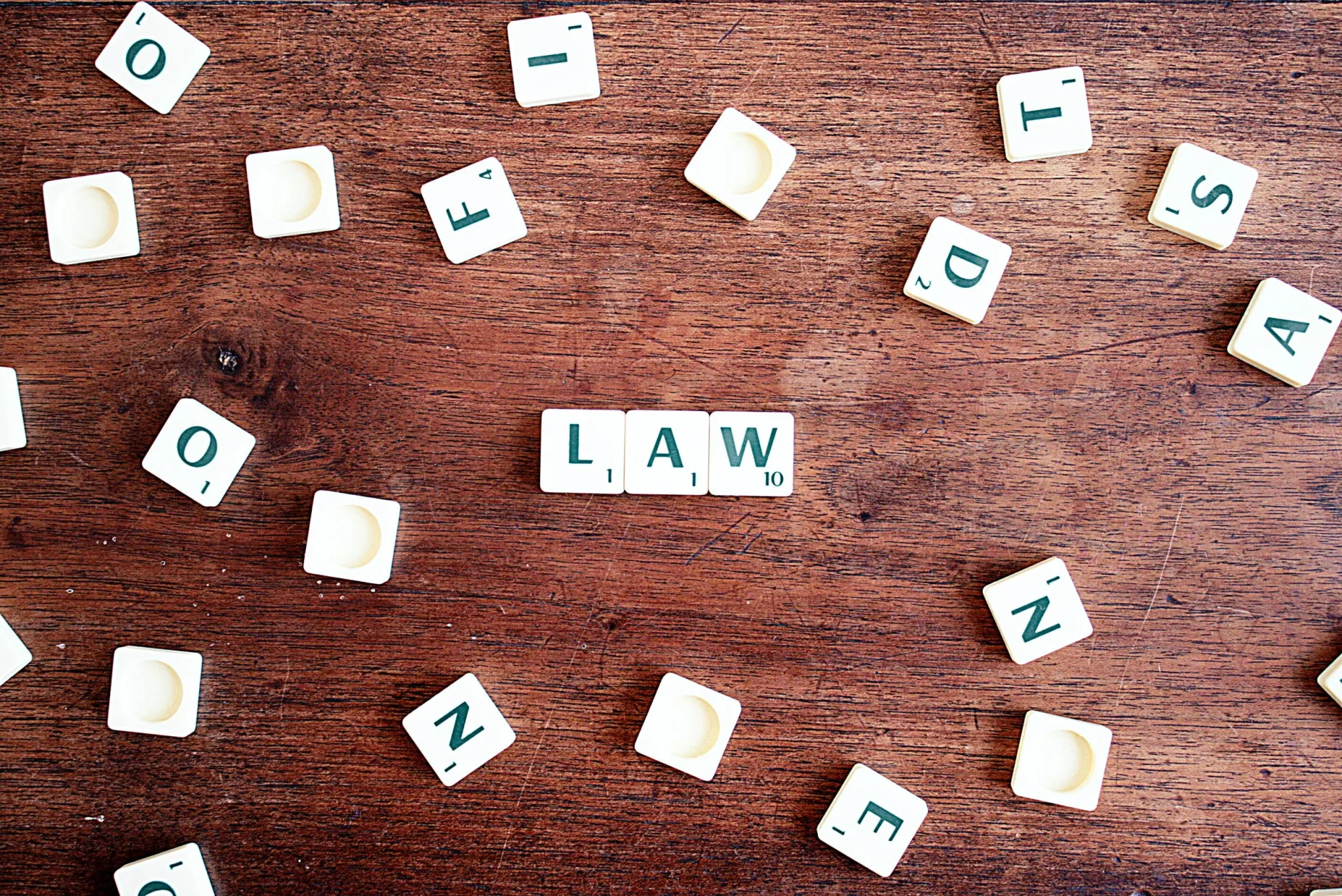 Law spelled out with scrabble tiles