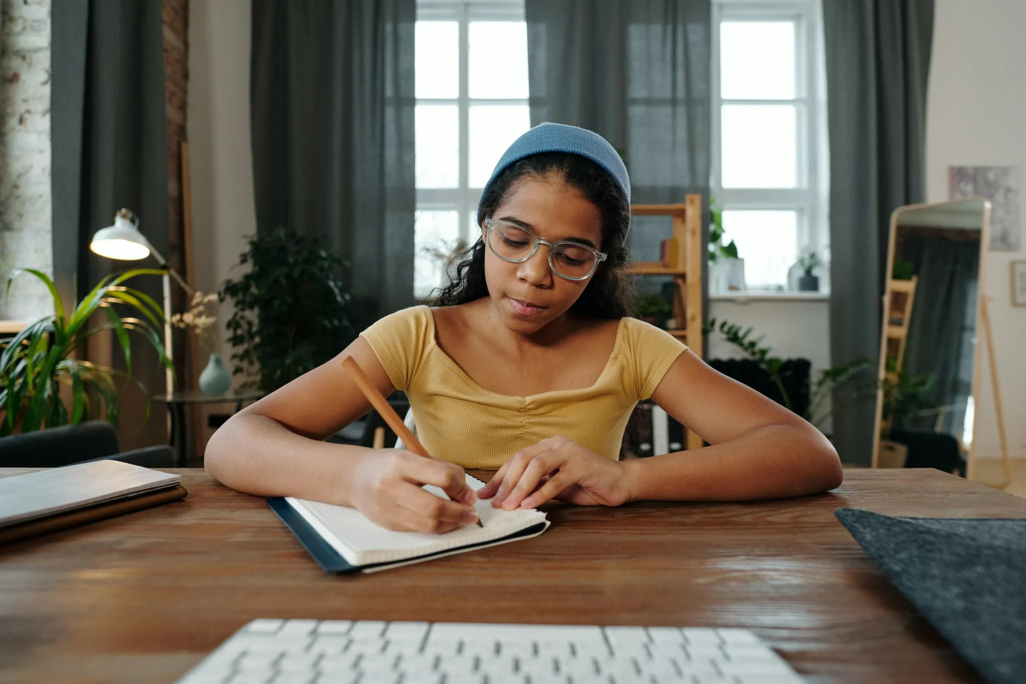 A child writing on a book