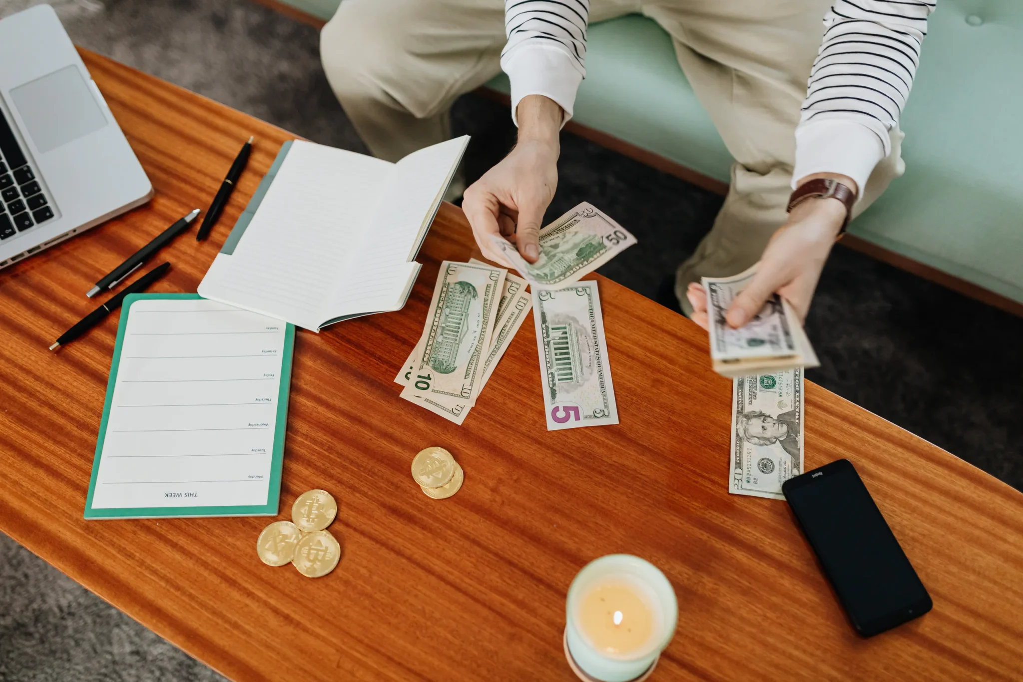 Someone counting money
