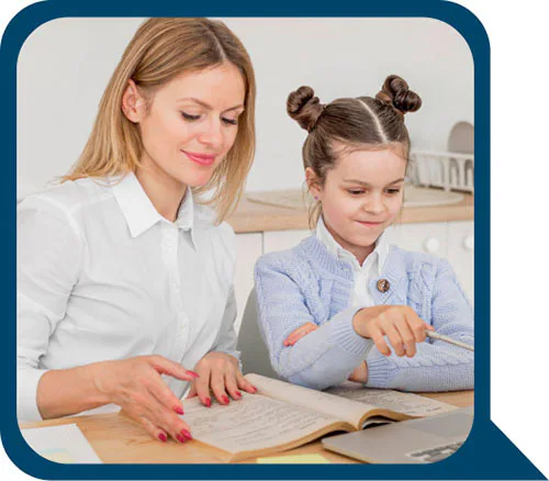 Teacher Teaching Student on The Table with Books and Laptop Great Home School Convensions