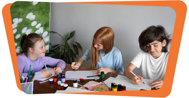 Three Students Drawing on the Floor Great Home School Convensions