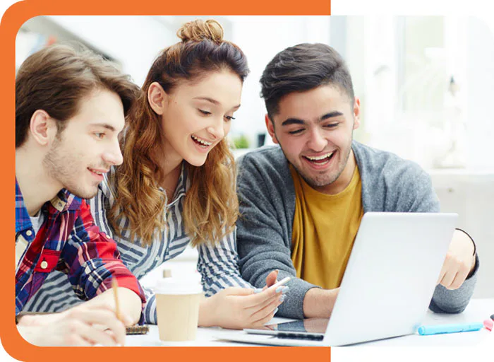 Three Students Looking Computer Great Home School Convensions